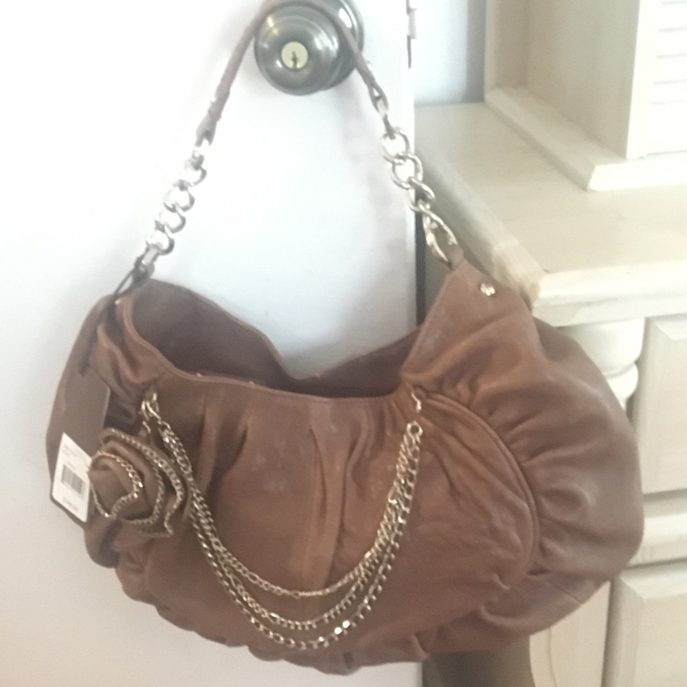 Junior Drake purse flower leather gold chain
